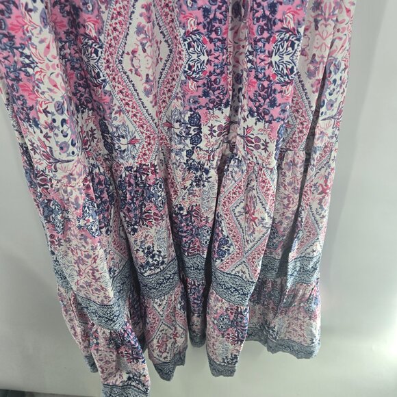 Caroline Constas White Diamond Floral Bohemian Tired Maxi Dress Small FLAW - Picture 5 of 16